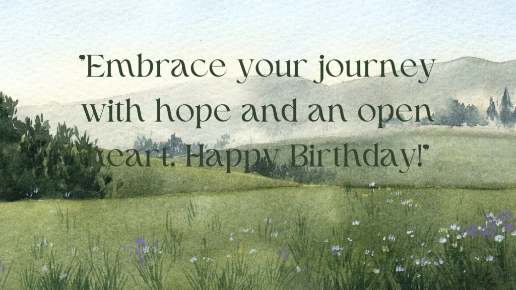 "Embrace your journey with hope and an open heart. Happy Birthday!"